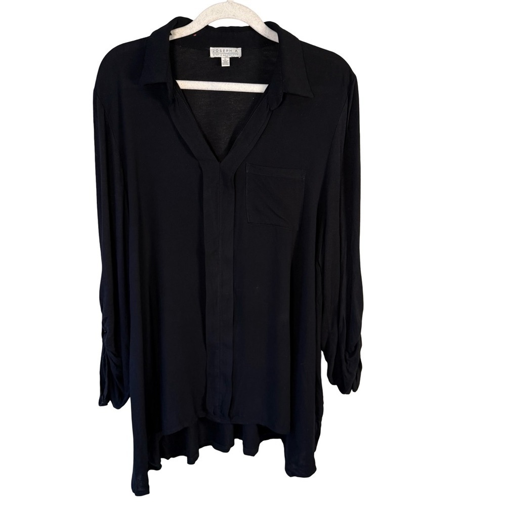 Joseph A. Black Women's Drapey Relaxed Fit Classic Minimalist Blouse Size XL